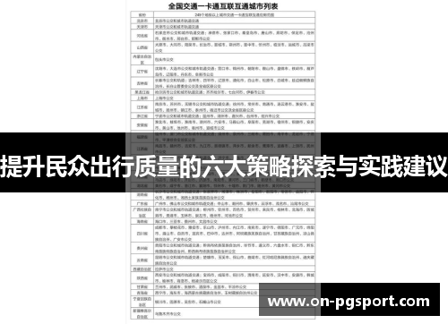 提升民众出行质量的六大策略探索与实践建议